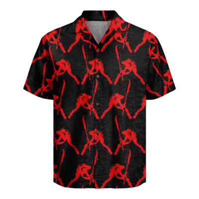 Calling from London Short Sleeve Shirt (Red in Black)