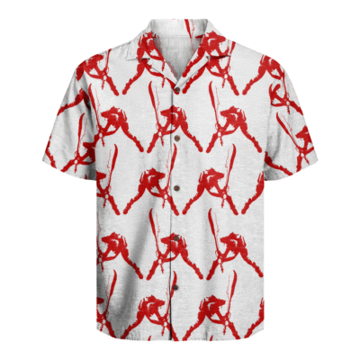 Calling from London Short Sleeve Shirt (Red in White)