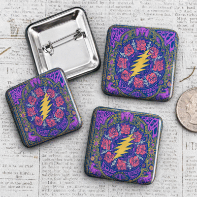 Fox Theatre Square Metal PinBack Button