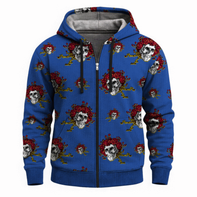 Skull and Roses Zip Hoodie