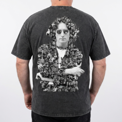 John Lennon on Back DTF Washed T-Shirt (Printed in US)
